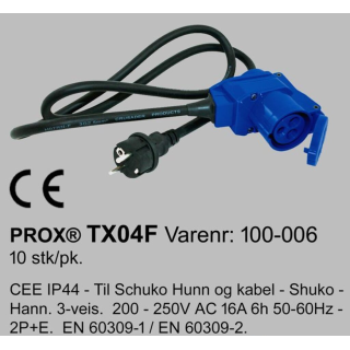 PROX 230V 16A SCHUKO - CEE OG SCHUKO HUNN M/KABEL 1,5M