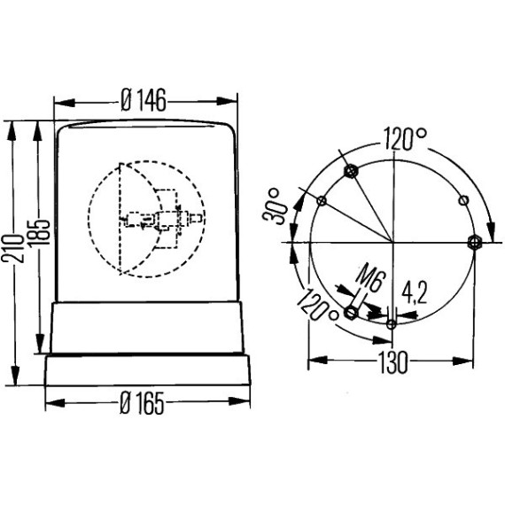 ROTERENDE ROTOR GUL HALOGEN 24V KL700 HELLA