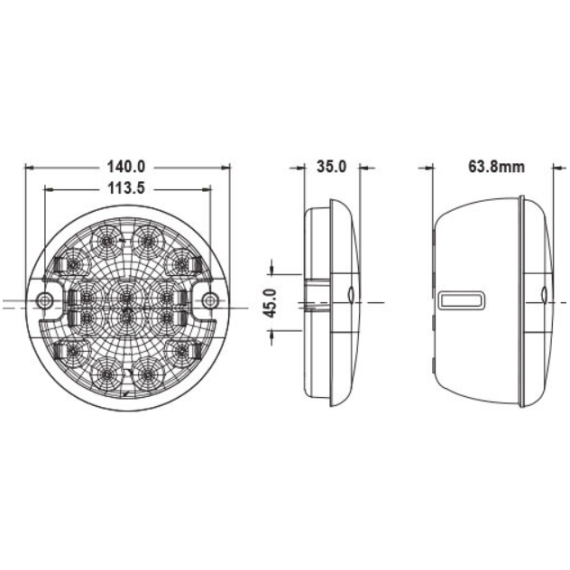 BAKLAMPE RUND LED 12/24V BAKLYKT PARK BREMS BLINK