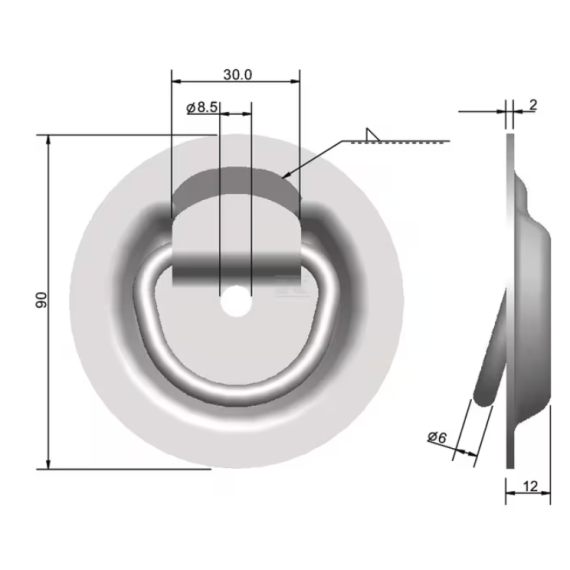 Surringsøye rund Ø90mm H12mm, Kramp