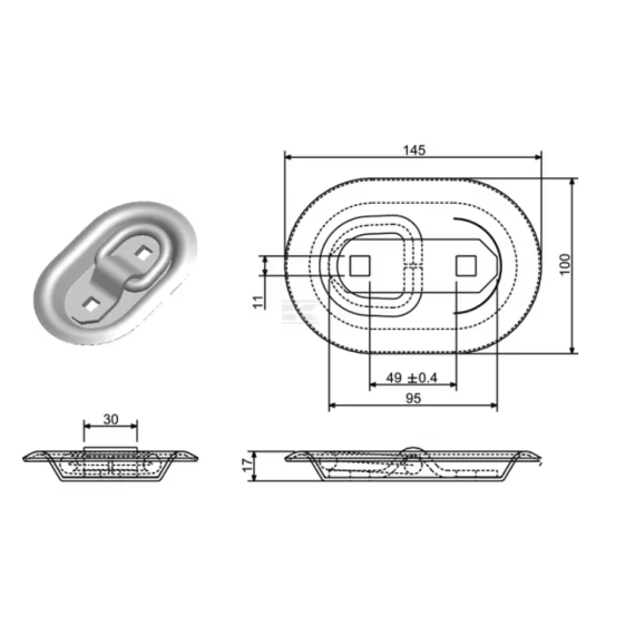 Surringsøye 145 x 100 mm H16mm, Kramp
