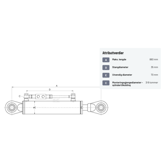 Hydraulisk toppstag kat. 2/2 580-880mm
