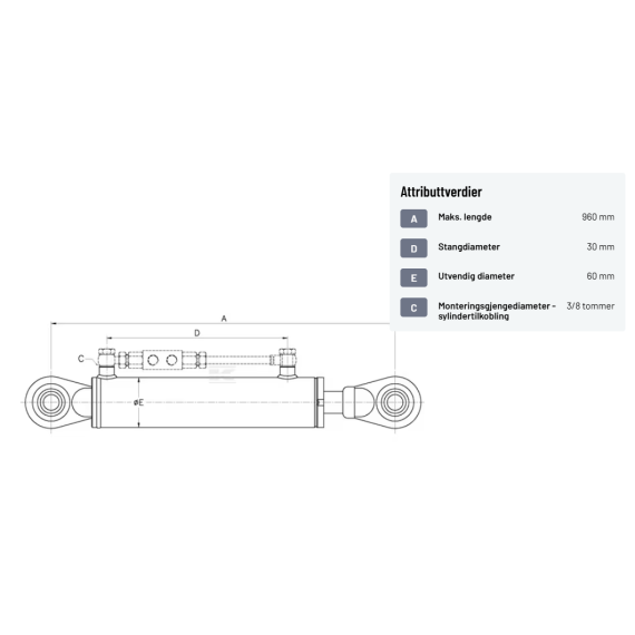 Hydraulisk toppstag kat. 2/2 610-960mm