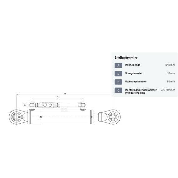 Hydraulisk toppstag kat. 1/1 440-640mm