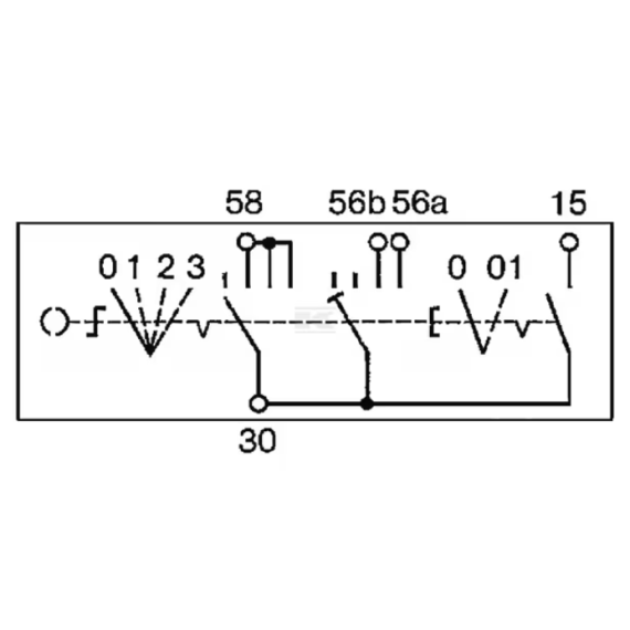 Tenningsbryter 0-1-2-3. 5-pol, Kramp