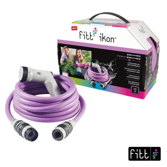 Hageslangesett 1/4'' 15m lilla, Fitt ikon