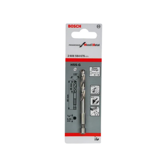 BOSCH SENTERBOR HULLSAG HSS-G 1/4" 6,35X80X38