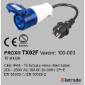 PROX 230V 16A ADAPTER SCHUKO - CEE M/KABEL 0,2M